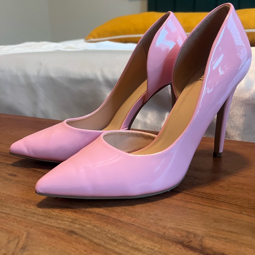 Pink patent leather high heels
